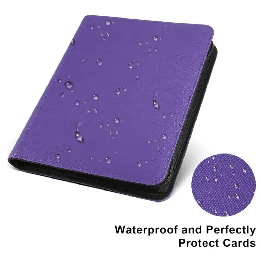 360-Card 9-Pocket Trading Card Binder Side Loading Zipper Album Purple NEW